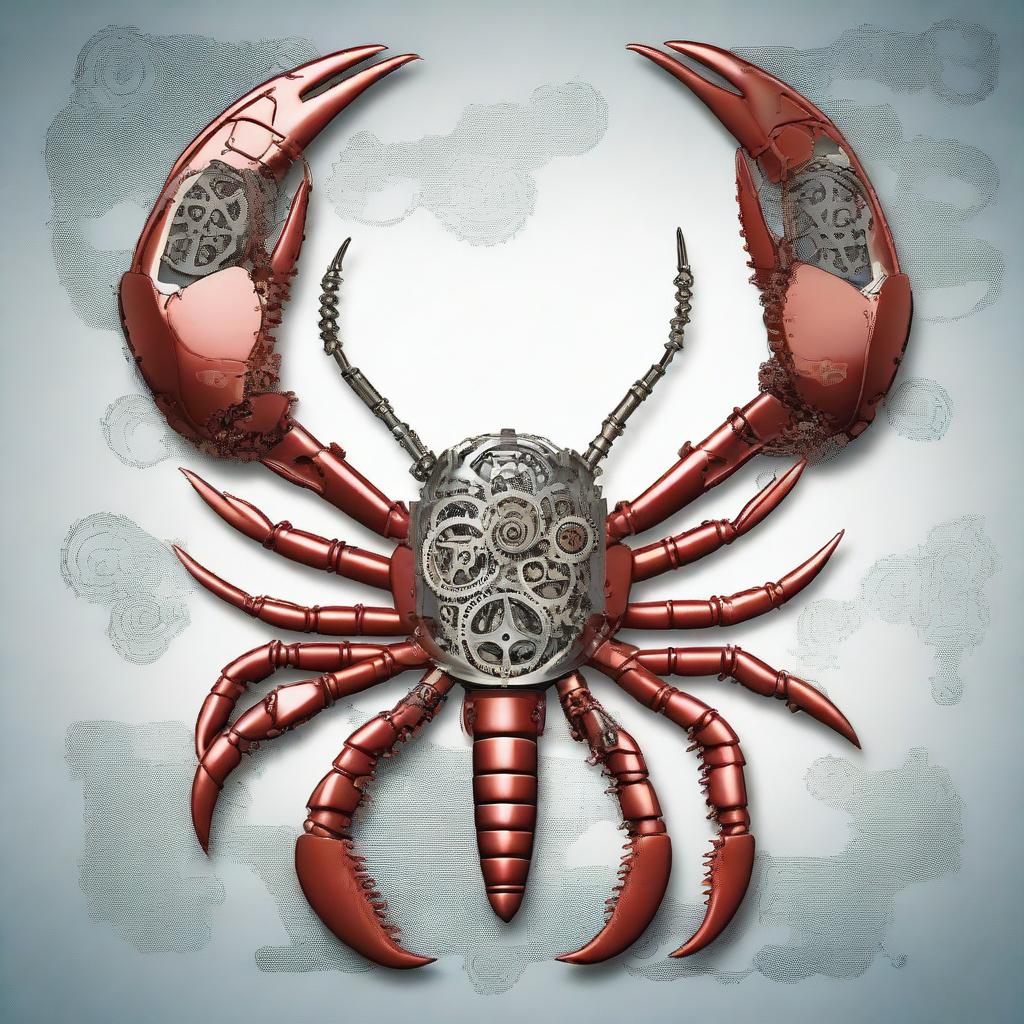 A high-quality digital art image showcasing a mechanical lobster
