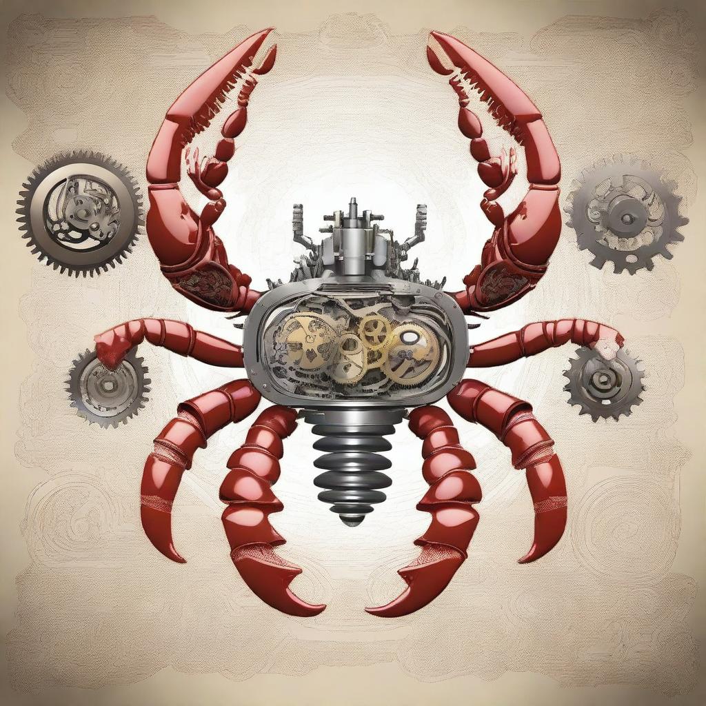 A high-quality digital art image showcasing a mechanical lobster