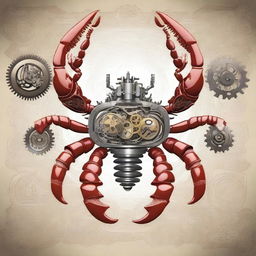 A high-quality digital art image showcasing a mechanical lobster