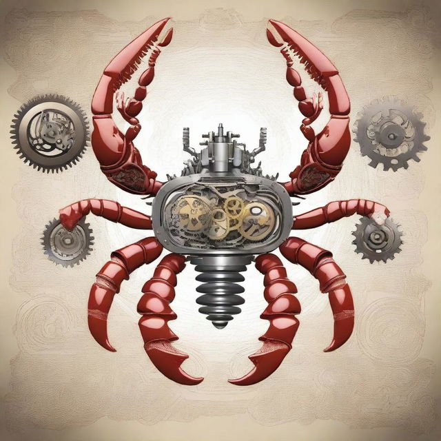 A high-quality digital art image showcasing a mechanical lobster