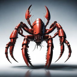 A high-quality digital art image featuring a menacing robotic lobster