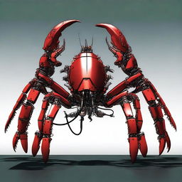 A high-quality digital art image featuring a menacing robotic lobster