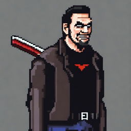 A high-quality digital art image depicting Negan from The Walking Dead in a 16-bit style