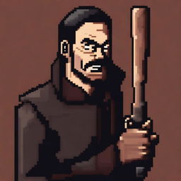 A high-quality digital art image depicting Negan from The Walking Dead in a 16-bit style