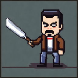 A high-quality digital art image portraying Negan from The Walking Dead in an 8-bit style