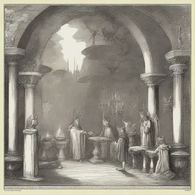Within the world of fantasy, the bar line separates the verses of a magical incantation from the chorus of enchanted creatures.