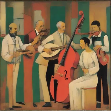 The painter carefully included a bar line in his masterpiece, showcasing the harmonious rhythm of the musical performance depicted.