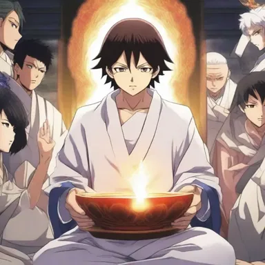In the anime series, the protagonist's powers are awakened ceremonially during a sacred ritual.