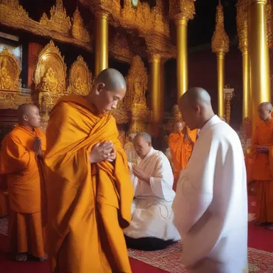 The monk chanted ceremonially as he performed the sacred ceremony in the temple.
