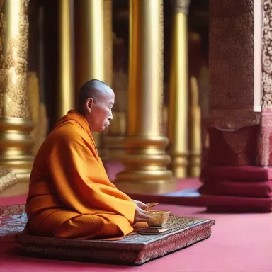 The monk chanted ceremonially as he performed the sacred ceremony in the temple.