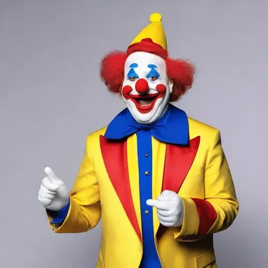 The comedian dressed ceremonially in a clown costume and entertained the audience with his humorous antics.