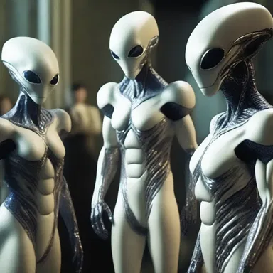 In the science fiction novel, the aliens were ceremonially greeted by the human ambassadors.