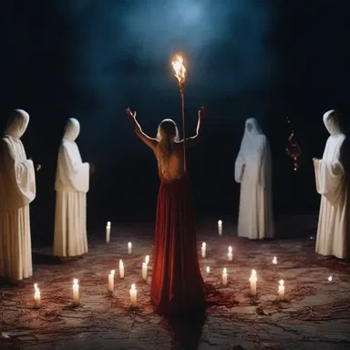 The victims in the horror movie were ceremonially sacrificed to summon the evil spirits.