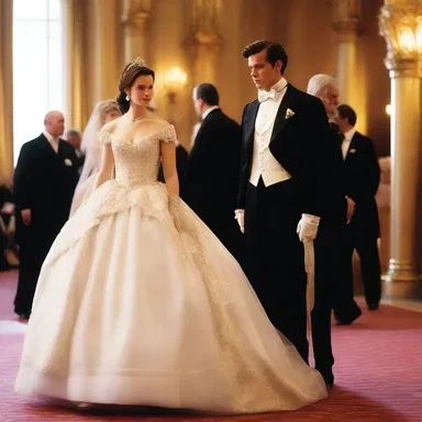 The characters in the classic novel were ceremonially dressed in elegant ball gowns and tuxedos for the grand ball.