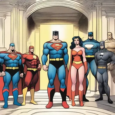 In the comic book, the superheroes were ceremonially inaugurated into the Hall of Justice for their bravery.