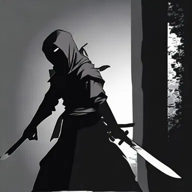 The ninja character sidled silently through the darkness, avoiding detection.