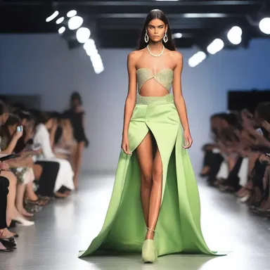 The model sidled down the runway, showcasing the latest designer collection.
