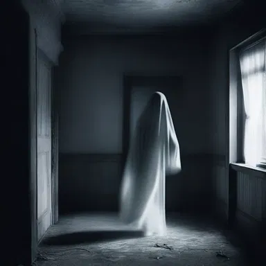 The ghostly figure in the haunted house sidled closer and closer, sending chills down the protagonist's spine.