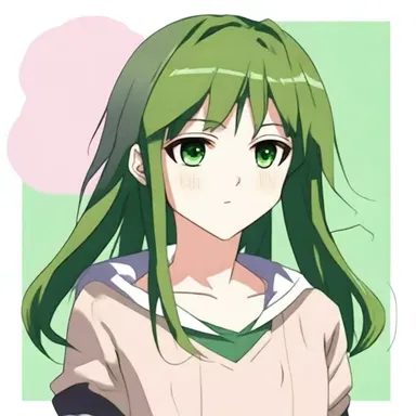 In the popular anime series, the main character has distinctive greenish-brown hair that sets them apart from other characters.