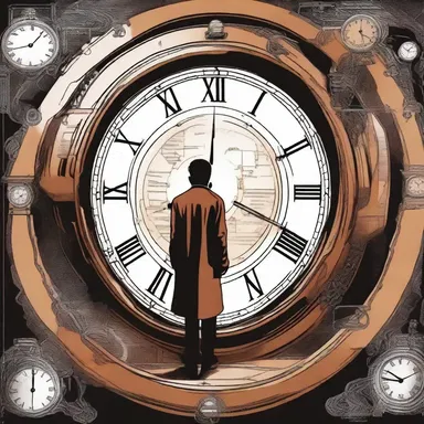 In the science fiction novel, the protagonist is a clock-watcher who becomes obsessed with a time-travel device.