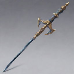 A vivid illustration of a halberd weapon in an anime style, exhibiting sharp, intricate details.