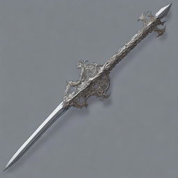 A vivid illustration of a halberd weapon in an anime style, exhibiting sharp, intricate details.