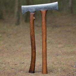 An intriguing cross between the primitive and modern: a long-handled axe equipped with an optical scope.