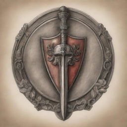 A tattoo design featuring ancient Roman elements such as a gladius sword, a shield, and a praetorian guard.