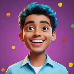 Generate a unique, vibrant, and lively animated character with expressive features and dynamic colors.