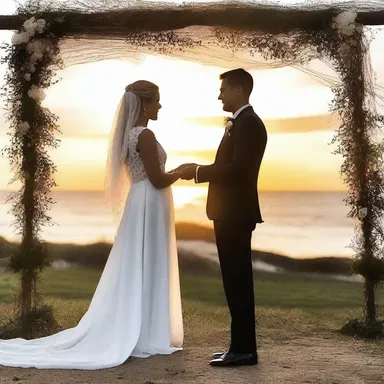 As the sun set over the horizon, the couple celebrated the birth of their love by exchanging heartfelt vows.