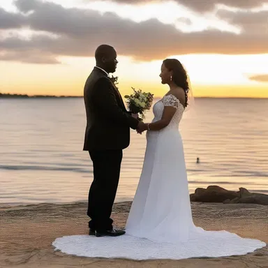 As the sun set over the horizon, the couple celebrated the birth of their love by exchanging heartfelt vows.