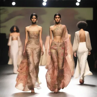 The fashion show showcased the designer's creative collection inspired by birth symbols and motifs.