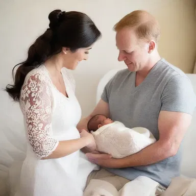 The couple held hands and watched as their newborn baby was being birthed into the world, a moment filled with love and romance.