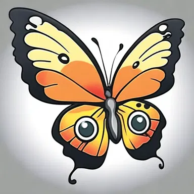 In the cartoon, the butterfly character had large eyespots on its wings, giving it a distinctive look.