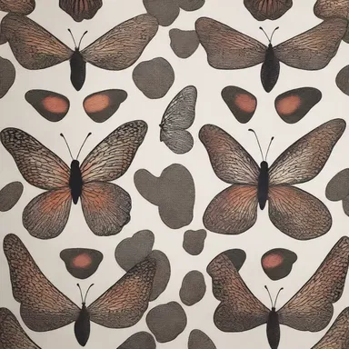 The wallpaper in the room had a unique pattern inspired by butterfly wings, including eyespots.