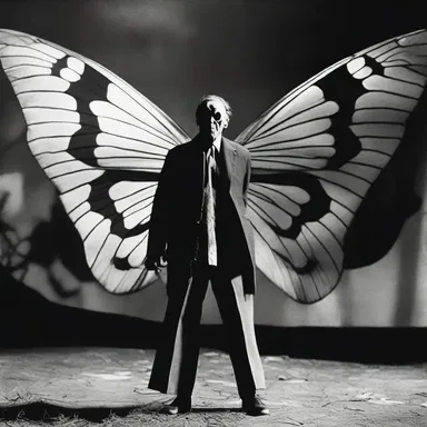 The horror movie featured a scene in which the antagonist transformed into a giant butterfly with menacing eyespots on its wings.