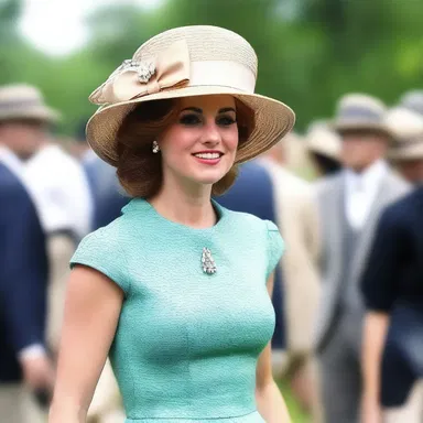 She wore a stylish derby hat to complete her vintage-inspired outfit.