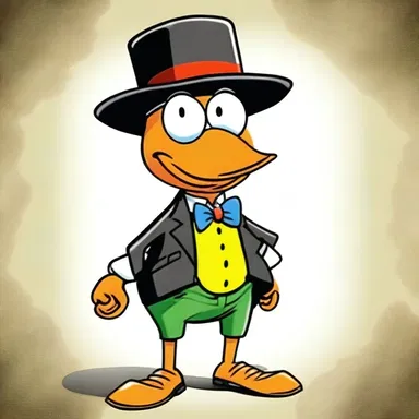 The silly cartoon character was always seen wearing a derby hat, adding to his eccentric appearance.