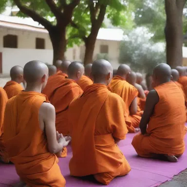 The monks gathered at the ashram for their daily prayers and meditation.