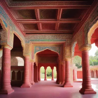 The ashram's architecture followed the traditional Indian style, with its intricate carvings and vibrant color schemes.