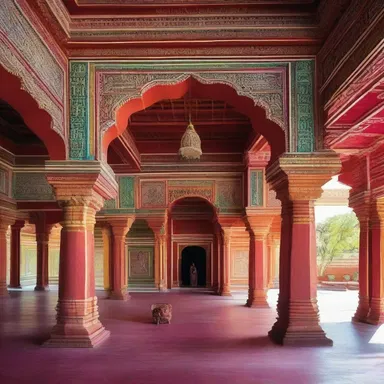 The ashram's architecture followed the traditional Indian style, with its intricate carvings and vibrant color schemes.