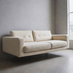 A stylish sofa levitating as if it's floating in mid-air.