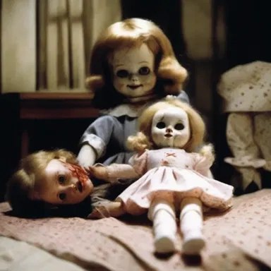 In the horror movie, the character desperately used body english to try and push the possessed doll away from herself.