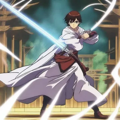 In the anime series, the protagonist used body english to maneuver the magical sword with precision and power.