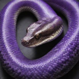 An exotic python slithering, with scales shimmering in various shades of purple.