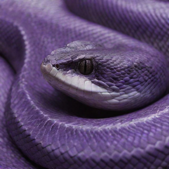 An exotic python slithering, with scales shimmering in various shades of purple.