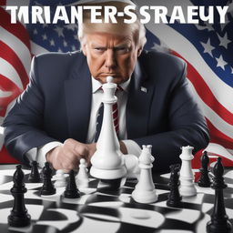 This is an advertisement-style, digitally crafted image depicting Donald Trump playing 5D chess