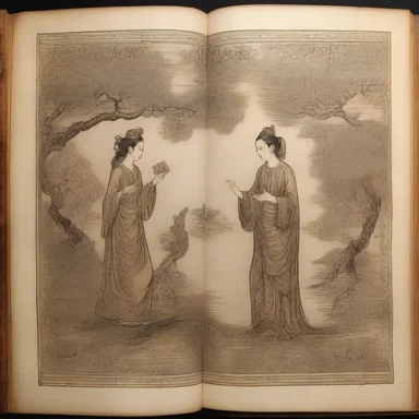 The book with the intricate pressmark caught the attention of the artist, who was inspired to create a stunning painting based on the elegance of the characters engraved on the page.