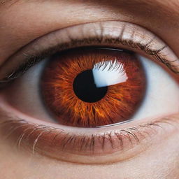 A captivating, detailed close-up image of a stunning red human eye