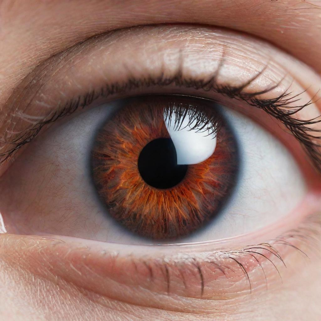 A captivating, detailed close-up image of a stunning red human eye